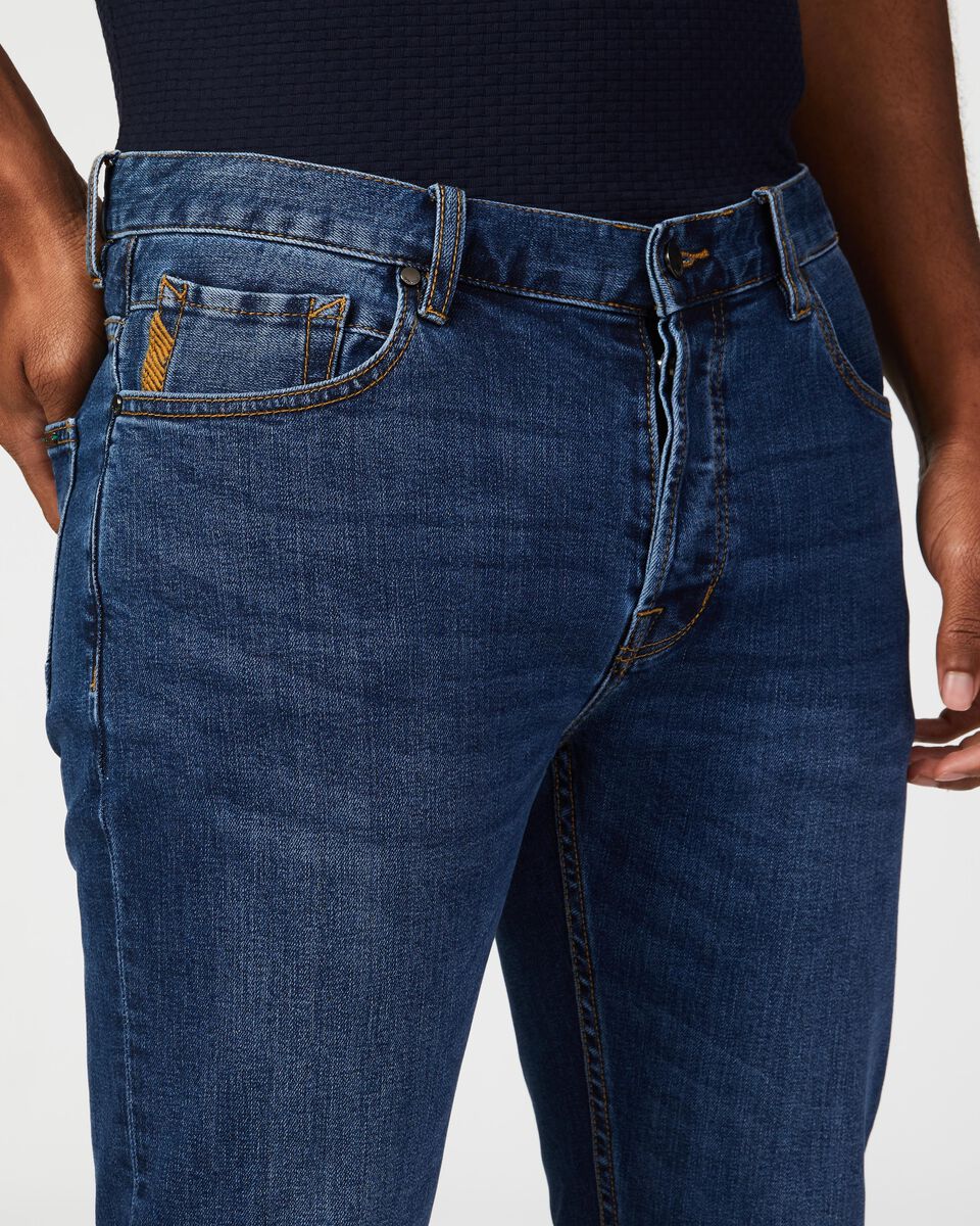 Relaxed Slim Denim Jean, Mid Indigo, hi-res